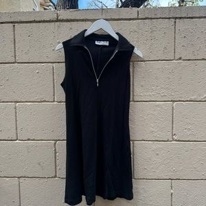 Stylish Black Sleeveless Zip Dress